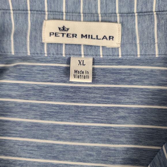 Peter Millar Crown Blue White  Performance Polo Golf Shirt XL - Picture 4 of 5